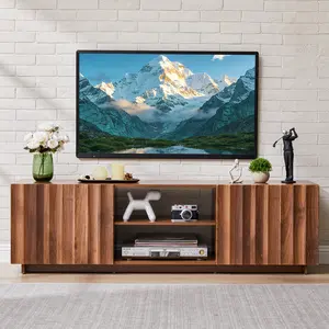 Giratree 61” Mid-Century Modern TV Stand with Fluted Design, Media Console with Storage for Living Room or Bedroom