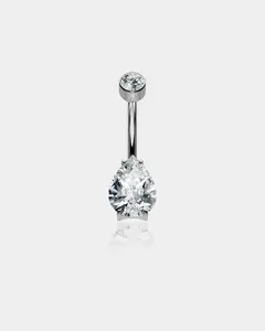 Waterdrop CZ Titanium Belly Ring