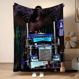 One Piece Kenworth KW Truck Black Smoke Industrial Power Pattern Flannel Blanket, Comfortable and Warm, Suitable for Sofa, Bedroom, and Living Room Decoration, Machine Washable Polyester Fiber - Perfect Gift for Easter, Ramadan, Spring and Summer, Wedding
