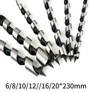 6Pcs 230MM 6/8/10/12/16/20mm Auger Drill Bit Set for Wood Hex Shank Length Deep Woodworking Drill Bit for Wood Carpenter Masonry