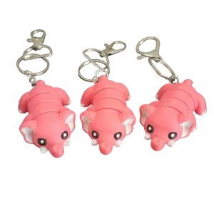Articulated Neon Pink Elephant Keychains 3-Pack 3D Printed Bag Charms with Flexible Design and Metal Ring for Car Keys Backpacks or Purses
