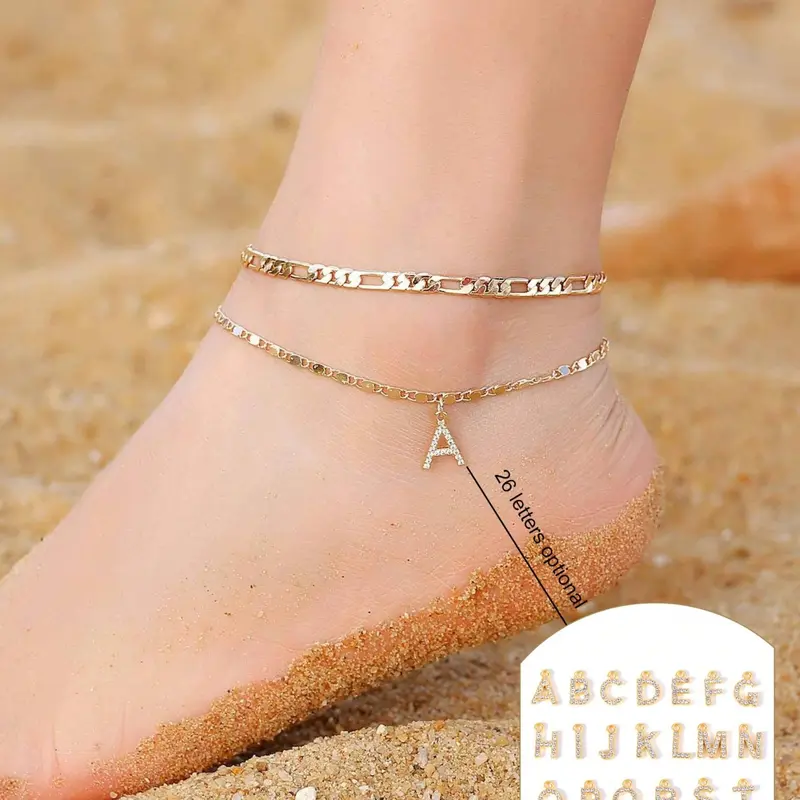26 Letter Design Anklet, Fashionable Stainless Steel Anklet for Women & Girls, Trendy All-match & Exquisite Jewelry for Birthday Gift