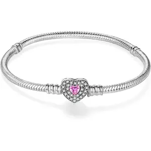 Snake Chain Bracelet Fully compatible with Pandora charms, With  Mouse head Clasp Charm Bracelets Gifts for Teen Women