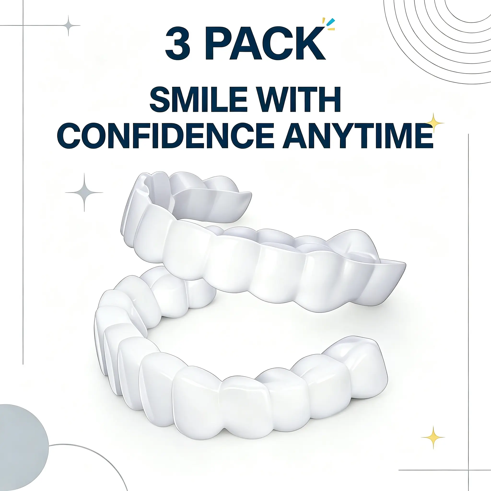【3PC】New Generation Instant Smile False Teeth nstant Tooth Gap Filler & Cosmetic Smile 1-Minute Custom Fit, Moldable Comfortable Unisex