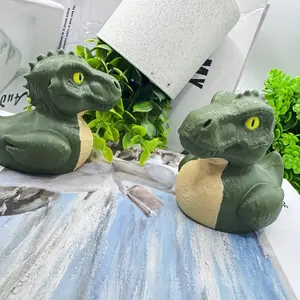 Tyrannosaurus Rubber Duck - Dinosaur Theme Collectible Plastic Statue with Realistic Green Scales & Glowing Yellow Eyes, Indoor/Outdoor Garden Bonsai Decor, Unique Gift for Christmas Halloween Thanksgiving, Movie Fans & Dinosaur Lovers