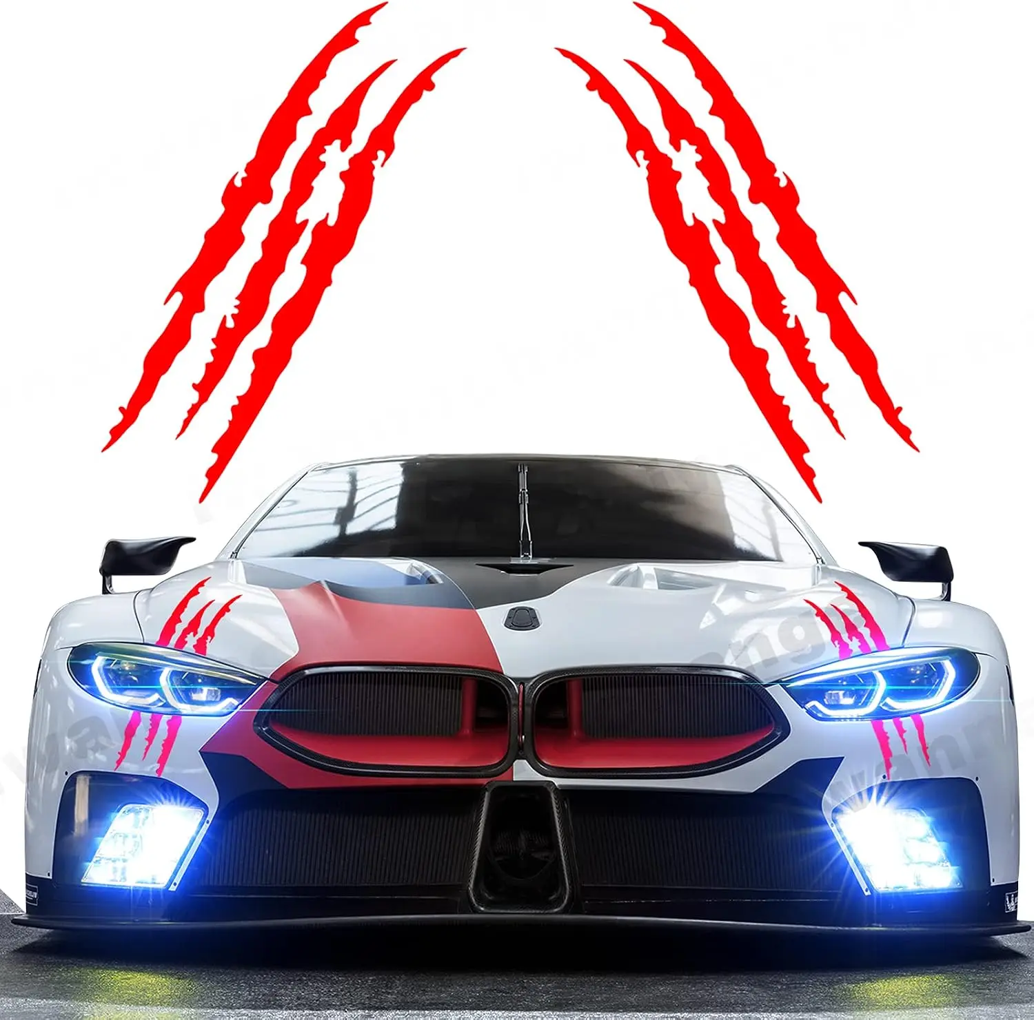 2 PCS Car Claw Mark Decals - Waterproof Vinyl Headlight Stickers, Monster Claw Exterior Decor for SUV Pickup Truck