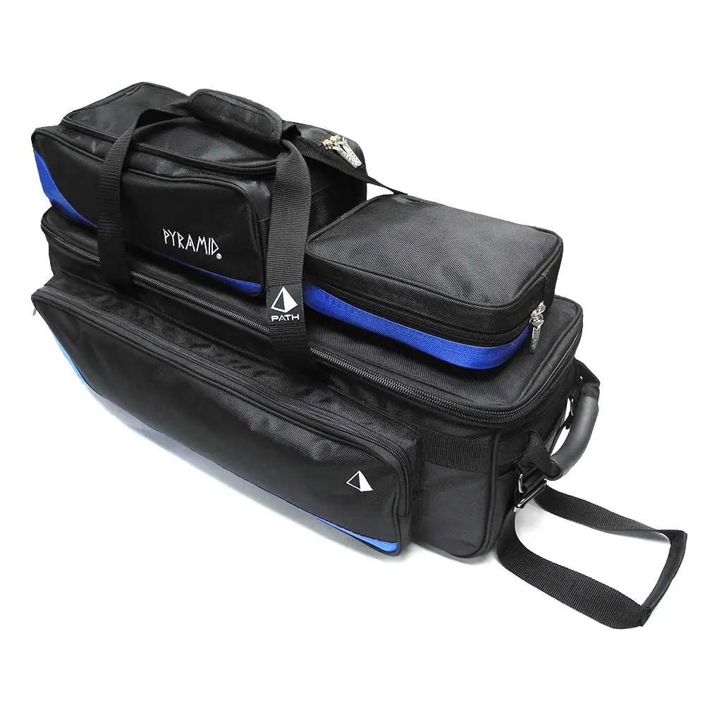 Pyramid Path Triple Tote Roller Plus Bowling Bag (Black/Royal Blue)