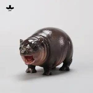 JXK studio Hippo Statue for Home Decor Baby Hippo Figurine Hippo Sculpture Gift for Animal Lovers Statue Series Durable Polyresin with Intricate Details
