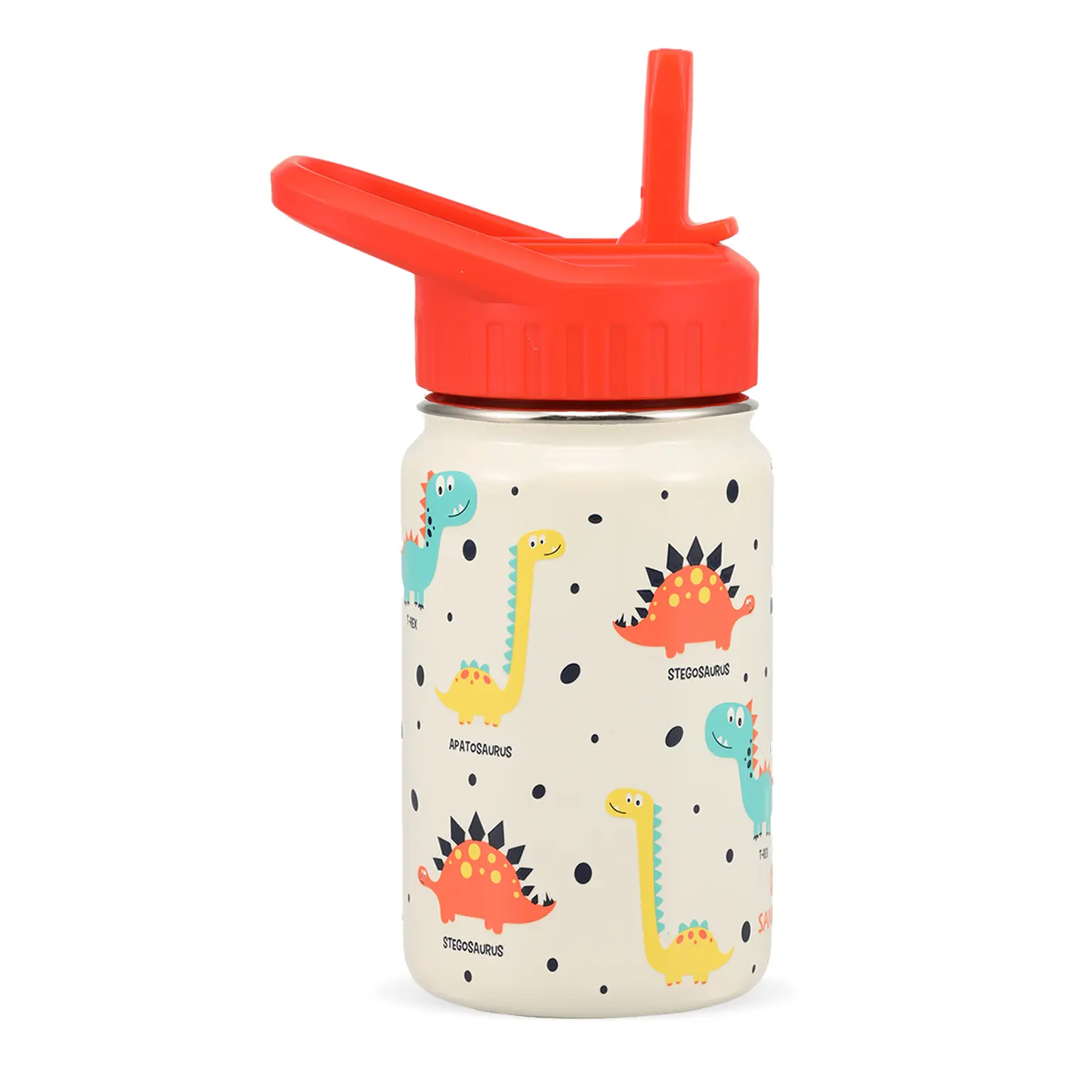 SOLUND Kids Series (12oz/350ml): BPA-Free Hygenic Coverable Straw Lid with Carry Handle for Tiny Hands, Cute Designs Easy to Carry All-Day Cool/Hot Insulated Scratch Resistant Body | Water Bottles by Santeco