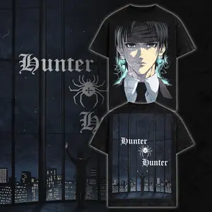 HxH Chrollo Lucilfer Graphic Tee – Dark Anime Streetwear Shirt, Hunter x Hunter Manga Merch, Vintage Washed Anime T-Shirt, Oversized Otaku Fashion Apparel, Viral Anime Shirt for Men & Women Fans