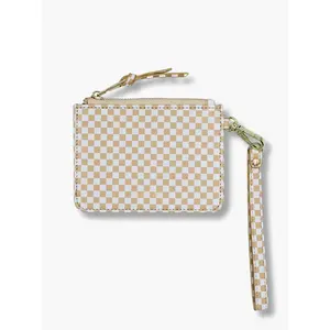 Beige Checkered Snap Wallet (RFID)