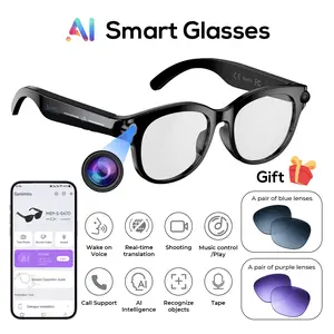 SIMSONLAB AI Smart Glasses with Camera, 800W HD Camera, Photo/Video/Recording (Light On When Recording), Ai Voice Assistant, Object Recognition, Bluetooth Music Control & Call, Long Battery Life, Lightweight Wear, Meta Glasses