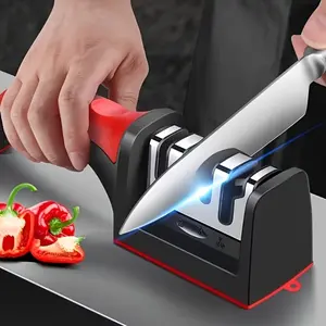 1pc Professional 3-Stage Tungsten Steel and Ceramic Sharpening Stone, Knife Sharpener Tool for Home, Kitchen, and Restaurant Use, Essential for Summer, Ideal Gift for Easter, Ramadan, St. Patrick's Day, Mother's Day, and Father's Day