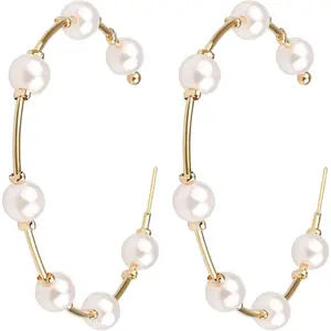 Pearl Hoop Earrings for Women Fashion Hypoallergenic Girls Pearl Earrings Drop Dangle Earrings Jewelry Gifts