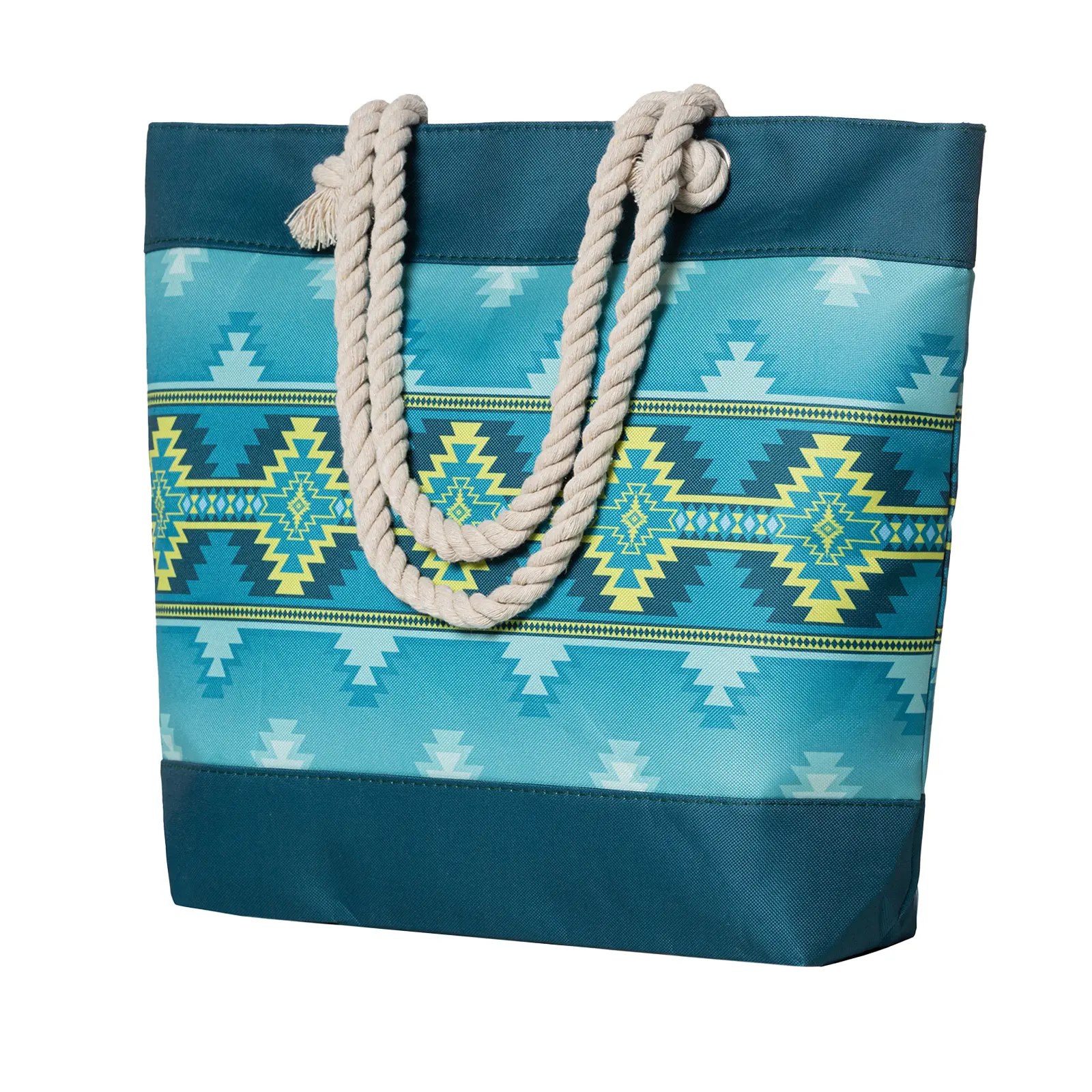 Nu Trendz Waterproof Zippered Beach Bag w/ Aztec Print Large Boho Tote for Pool Vacation & Shopping Fashion Tote Bag Pastel Tote Bag
