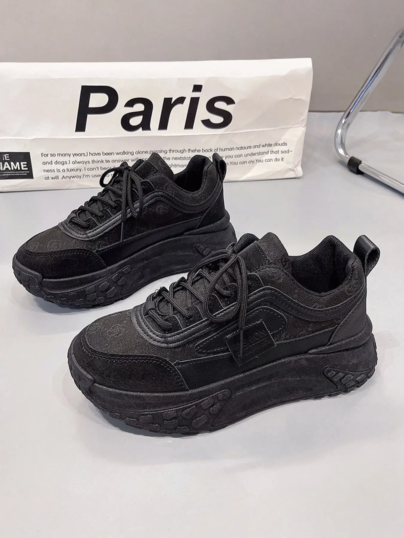 Women's autumn and winter fashion casual shoes, thick-soled high water platform lace-up outdoor sports shoes, lightweight comfortable soft sole anti-skid-resistant high-throughput commuting shoes, Sneaker