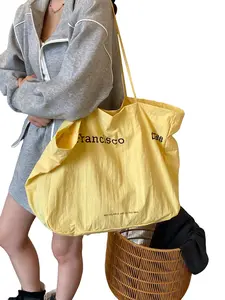 Korean Style Tote Bag, Large Capacity Nylon Shoulder Bag, Lightweight Daily Commute Work Casual Handbag for Women