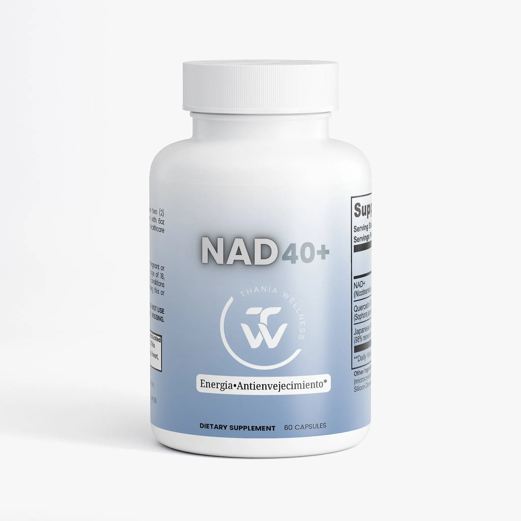 NAD+ Thania.wellness 500mg NAD+ Supplement with Quercetin & Resveratrol for Energy & Metabolic Health 60 Capsules