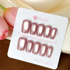 Perilla S1-S12 SOLID COLOR Collection 10PCS Short Square Shaped Handmade Press On Nails Rainbow Glue On Nails