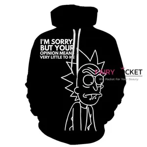 Pemagear Rick and Morty Black 3D All Over Print Hoodie