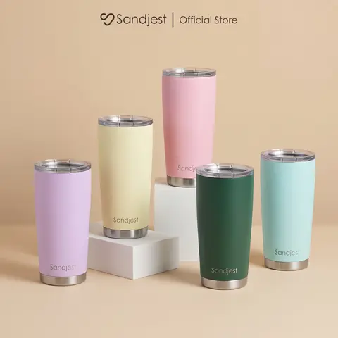 SANDJEST Everyday Plain Color 20oz Coffee Tumbler with Slide Lid, Stainless Steel Double-Wall Vacuum Travel Mug, Cup Holder-Friendly, Stylish Gift for Women Her Friends Birthday Christmas