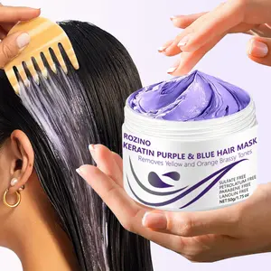 ROZINO Keratin Purple & Blue Hair Mask - Sulfate Free, No Yellow Tones, Deep Conditioner for Bleached & Color Treated Hair - Youth Friendly Formula