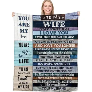 Anniversary Romantic Gift for Wife, Ultra-Soft Micro Polyester Sherpa Throw Blanket, Valentines Day Gifts for Her, Wife Birthday Gifts from Husband, for Bedding Sofa and Trave