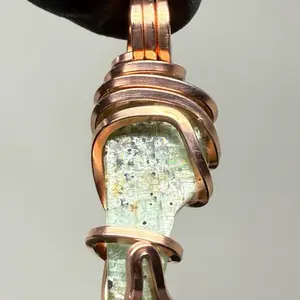 Large Heart Healer Green Kyanite Copper PENDANT Artisan Crafted Unique Design Daily Birthday Auspicious Anniversary