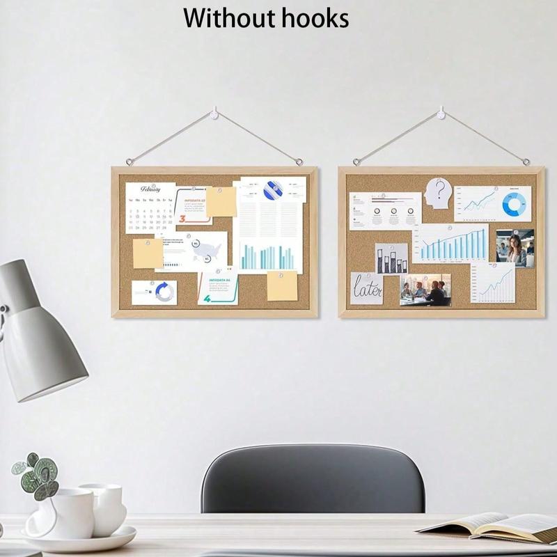 1pc Cork Bulletin Board with Oak Frame, Office & Home Decor Pinboard, Family School Message Board, Classroom Decoration