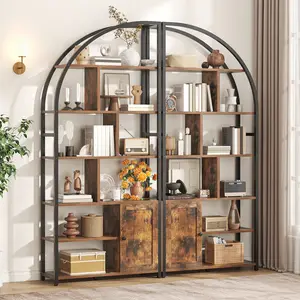 Modern Office Bookshelf with Adjustable Shelves | Industrial Metal Frame bookshelf decor | 71.1" Tall Storage Bookcase with Metal Frame & Engineered Board bookshelf organization | Home Office Bookshelf for Books, Files & Decor Organization