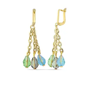 Leverback Dangle Earrings • Seed Pearl, Chain & Crystal Drops