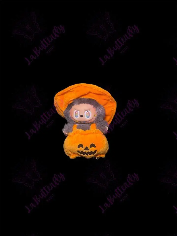 Pumpkin Labubu Costume with Orange Hat (Doll Not Included)