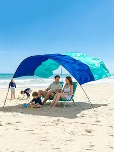 Wind-Powered Beach Sun Shade Canopy 150 Square Feet Portable Lightweight Outdoor Beach Tent for Family Outdoor Relaxation 3-4 Person Portable Beach Wind Shade Canopy Easy Setup Family Beach Sun Shade Tent camping essentials