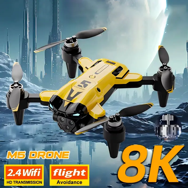 8K Triple Camera Foldable FPV Quadcopter Drone - Brushless Motor, Optical Flow Positioning, 5G Video Transmission, Auto Follow, 1-Touch Takeoff/Landing for Beginners, Vlogging