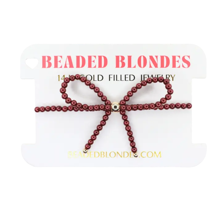 Maroon Pearl Bow Bracelet