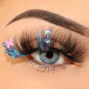 Butterfly Blue 25mm Faux Mink Glitter Gem False Strip Eye Lash