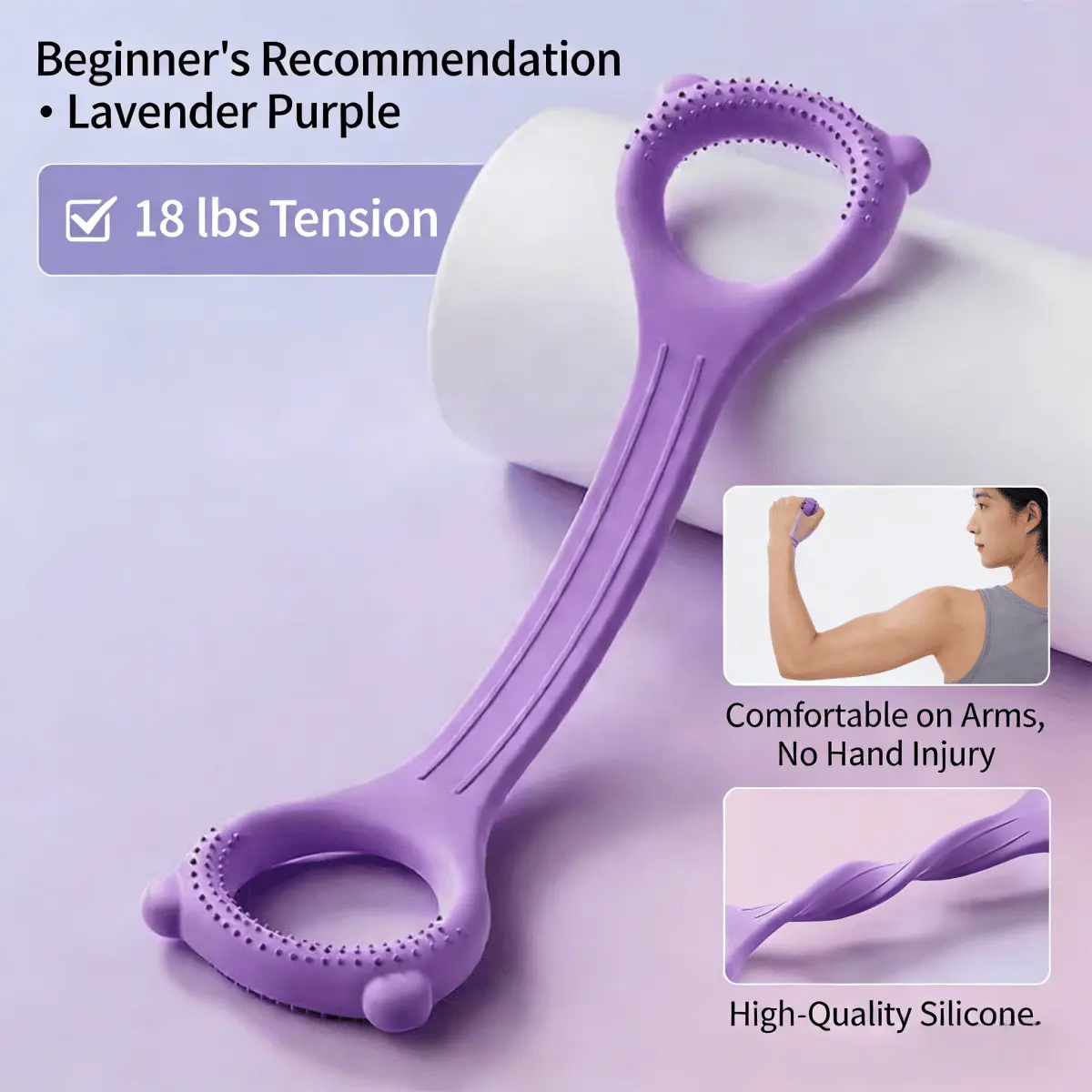 Women Men Silicone Resistance Bands 18lbs, Non-Slip Fitness Exercise Bands for Arm Shoulder Back Workout, Home Gym Yoga Physical Therapy Stretch Bands