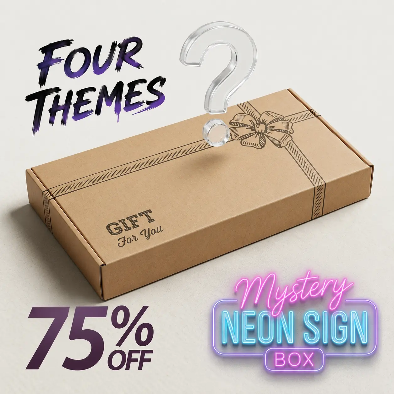 Mystery Neon Sign Box - Four Themes Neon Lights Blindbox: Birthday Gift, Friend Gift, Mystery Box Challenge - LED Neon Lights for Bedroom Man Cave Bar Pub Game Room Wall Decor, Christmas Birthday Party Gift,