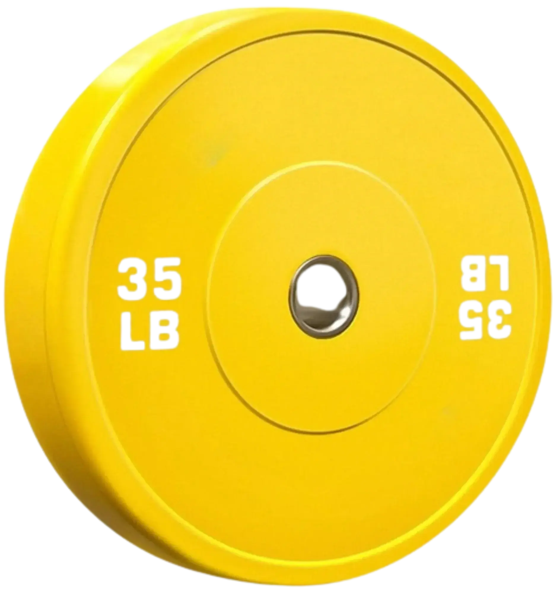 French Fitness Olympic Colored Blank Weight Plate - 35 lbs, Barbell Fit for Olympic Lifts, Upturned Ring Design (New), Blank Plate, Standard Size, Virgin Rubber, ±2% Accuracy