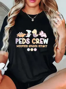 100% Cotton Unisex Groovy Peds Team Crew Keeping Smiles Intact Pediatric Nurse T-Shirt