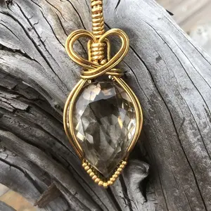Faceted light Smokey Quartz teardrop pendant