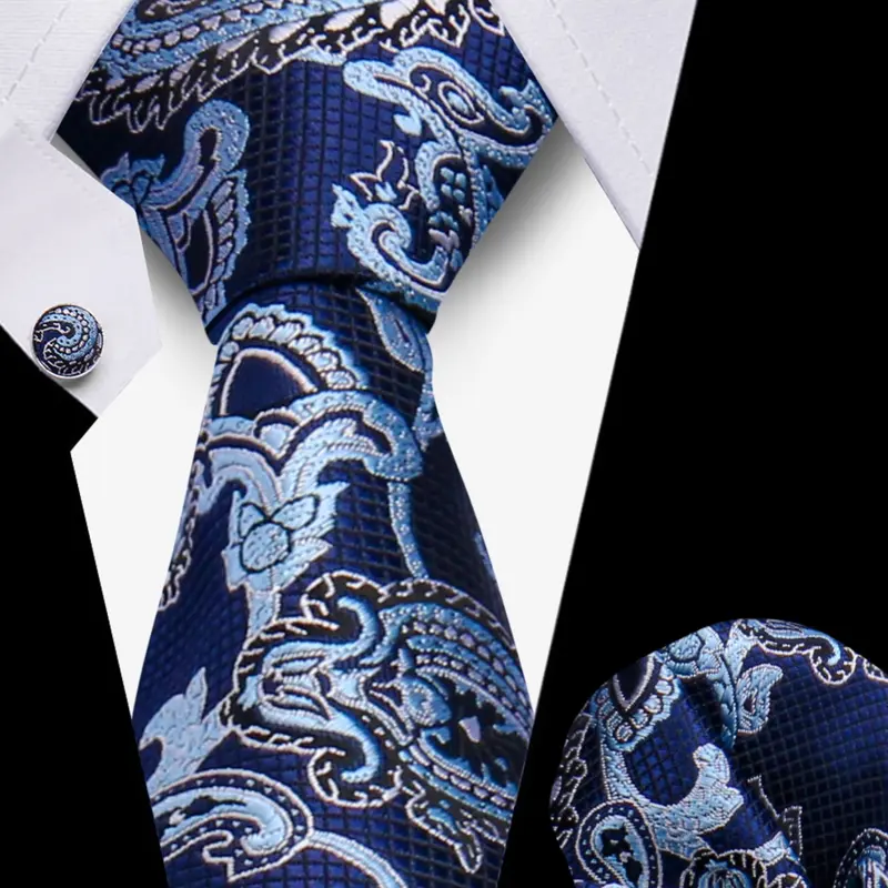 Men's High-End Casual Set, Floral Pattern Tie, 3-Piece Wedding Party Accessories, Includes Scarf & Cufflinks, Perfect for Special Occasions