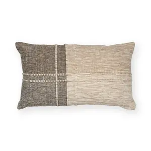 Better Homes & Gardens Patchwork Pillow, 14"x24" Lumbar, Neutral Colors