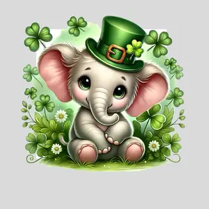 St Patrick’s Day Elephant, Lucky Baby Elephant - DTF Transfer - THIS IS NOT A T-Shirt or Digital Product