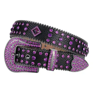Y2K Violet Sparkle Cowgirl Belt | Laser Floral Buckle & Rhinestone  Vegan Leather Unisex for Stagecoach to Streetwear c in turones bostan te modern  belt goth  belt