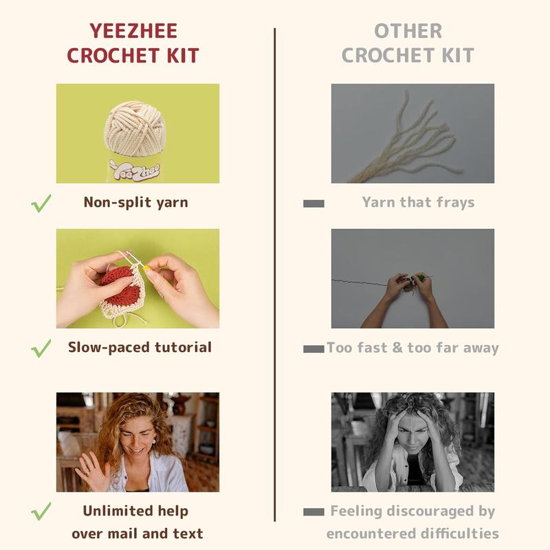 Crochet Kit for Beginners Granny Square Starter Kit Knitting Kit for Adults & Teens Including Yarn Crochet Hook Heart Design