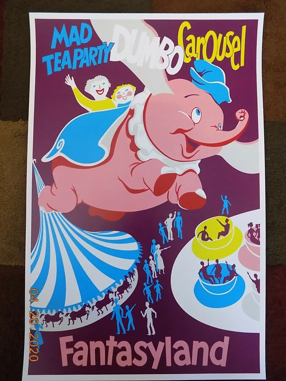 Fantasyland Mad Tea Party Dumbo 11" x 17" Collector's Poster