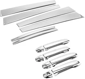 Combo Polished Stainless Steel 6pcs Pillar Posts +Chrome Door Handle Covers Compatible with 2015-2017 Toyota Camry