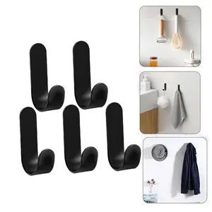 5PCS Adhesive Wall Hooks for Hanging Metal Heavy Duty SUS 304 Stainless Steel J-Shaped Sticky Hooks No Damage for Towel Hat Coat Key Bathroom self-adhesive hardware use multi-purpose organizer