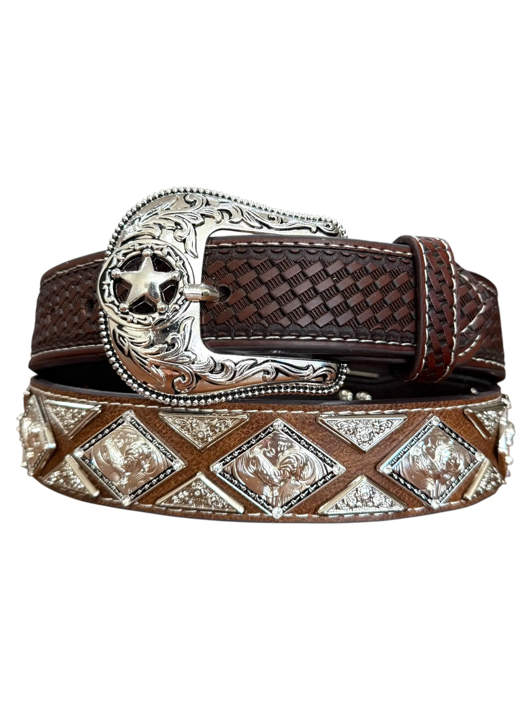 Western Style Rooster Leather Belt Concho Cinto Vaquero Concho con Gallo
